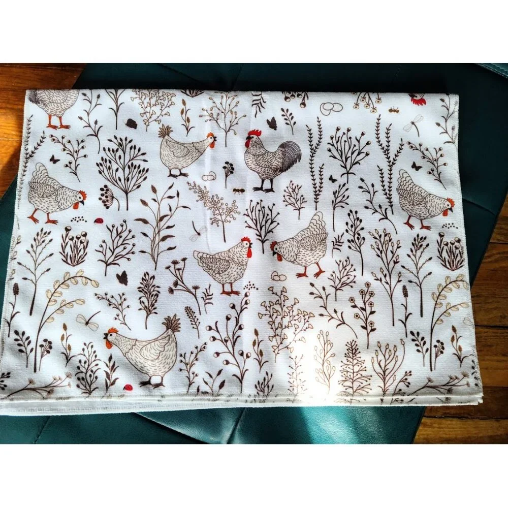 Farmhouse Kitchen Towels Set Rooster Decor Country Cottage Decoration Dish Cloth